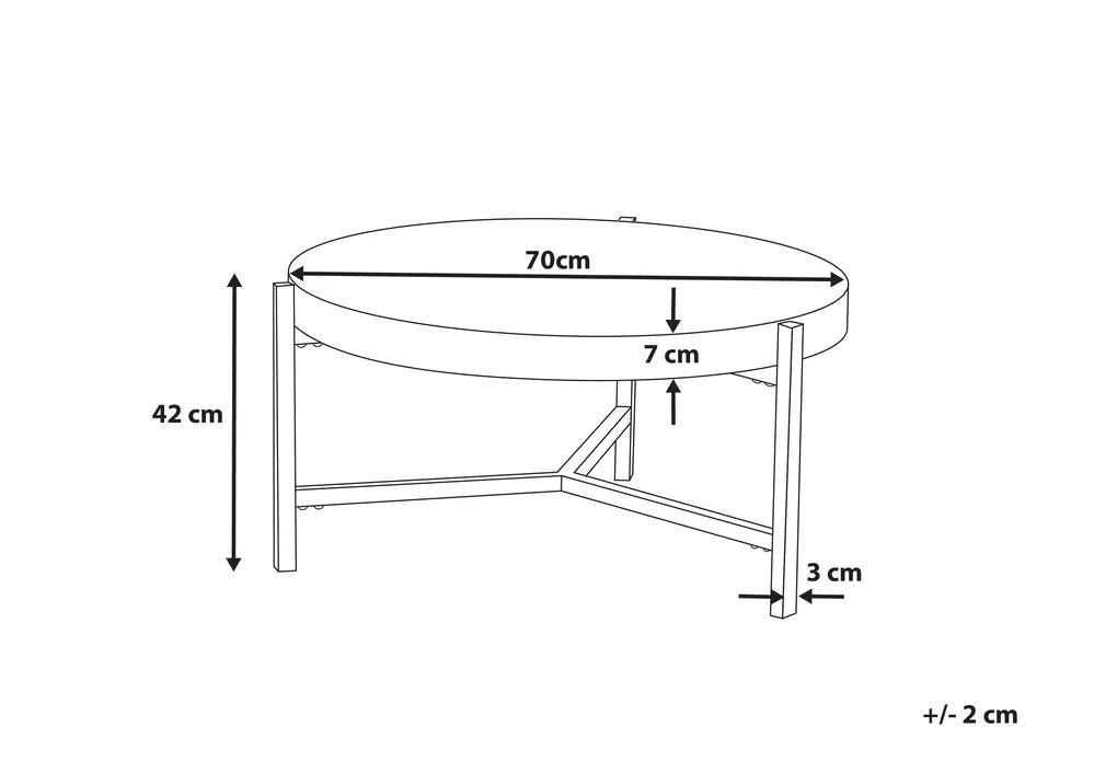BONITA Round Coffee Table – Grey Concrete Effect, Metal Frame