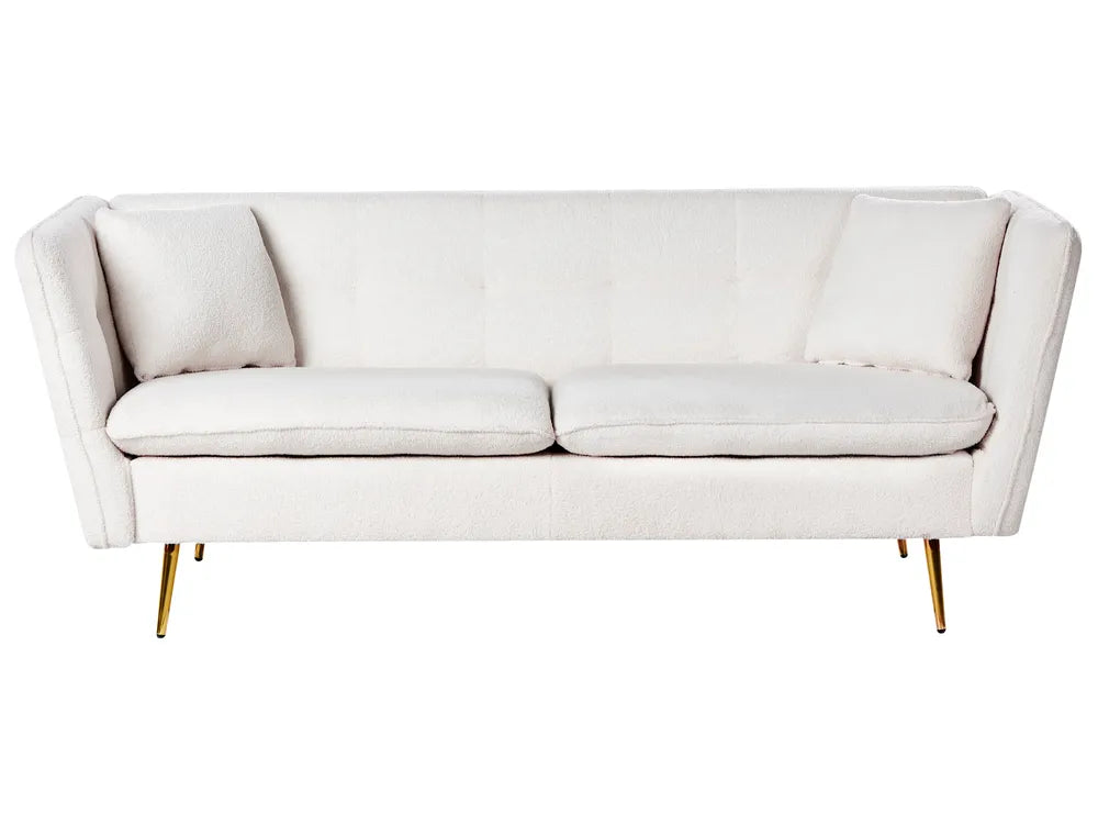 Sofa 3 Seater FREDERICA Boucle Off-White – Elegant Tufted Design with Metal Legs