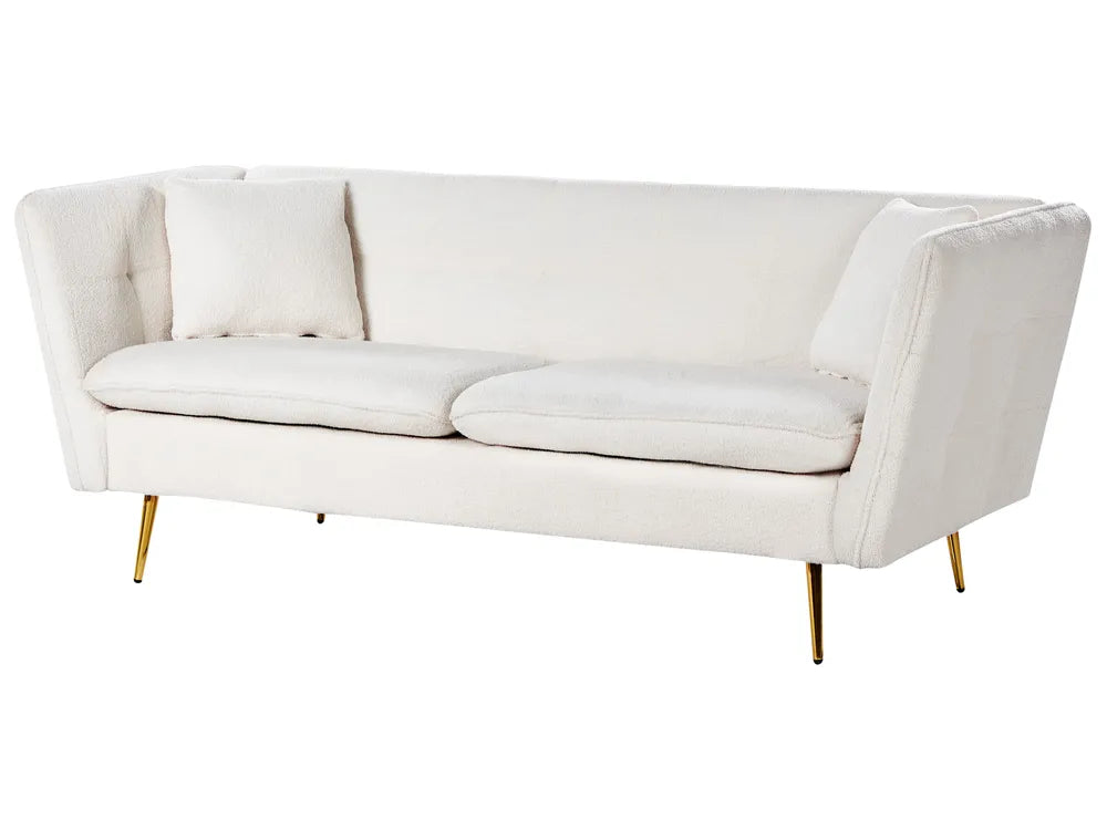 Sofa 3 Seater FREDERICA Boucle Off-White – Elegant Tufted Design with Metal Legs