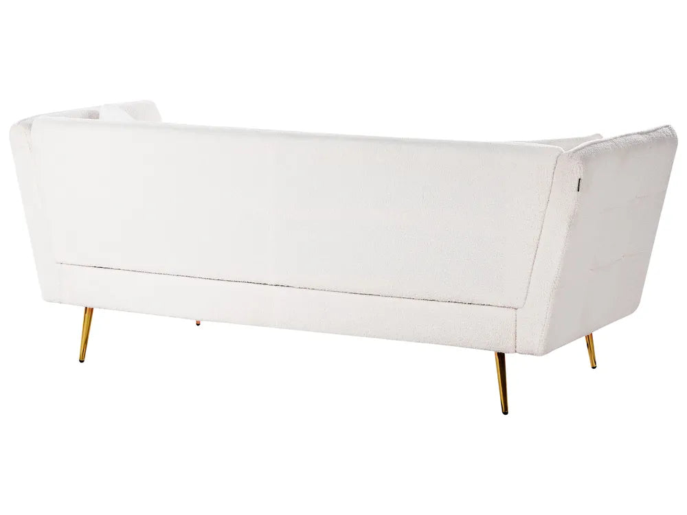 Sofa 3 Seater FREDERICA Boucle Off-White – Elegant Tufted Design with Metal Legs
