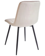 KALISPELL Set of 4 Upholstered Dining Chairs, Beige Velvet, Black Metal Legs