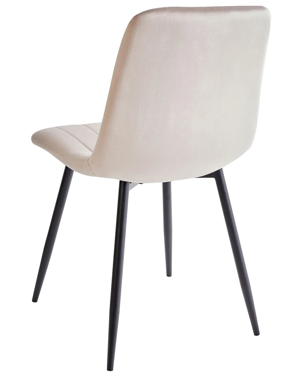 KALISPELL Set of 4 Upholstered Dining Chairs, Beige Velvet, Black Metal Legs