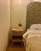 1 Drawer Bedside Table LYNWOOD Light Brown – Ribbed Drawer Nightstand with Open Shelf, MDF & Solid Wood Legs