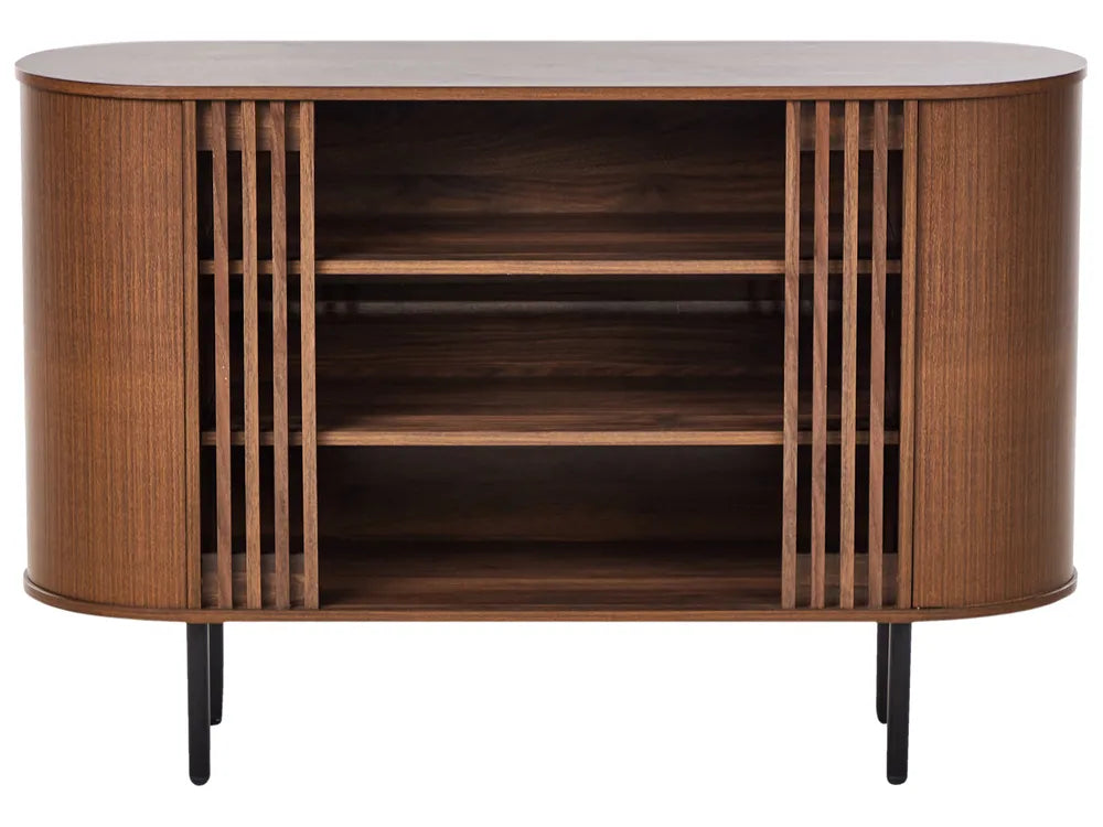 Retro Style Sideboard TAROON – Dark Brown Wood-Look Finish, 120 cm Storage Cabinet with Shelves and Metal Legs