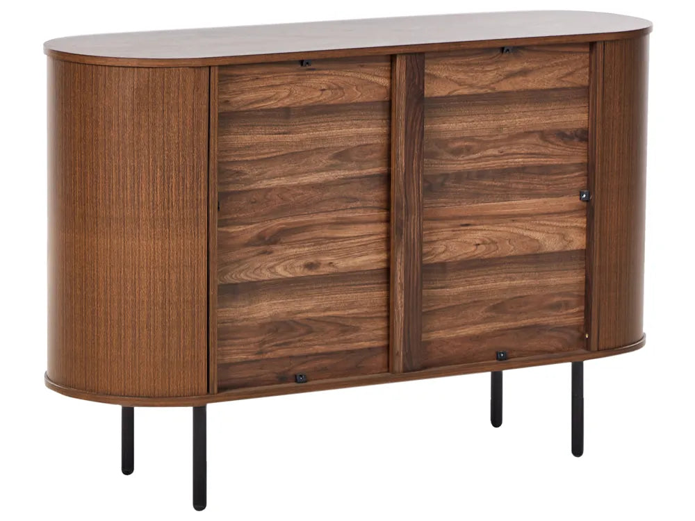 Retro Style Sideboard TAROON – Dark Brown Wood-Look Finish, 120 cm Storage Cabinet with Shelves and Metal Legs