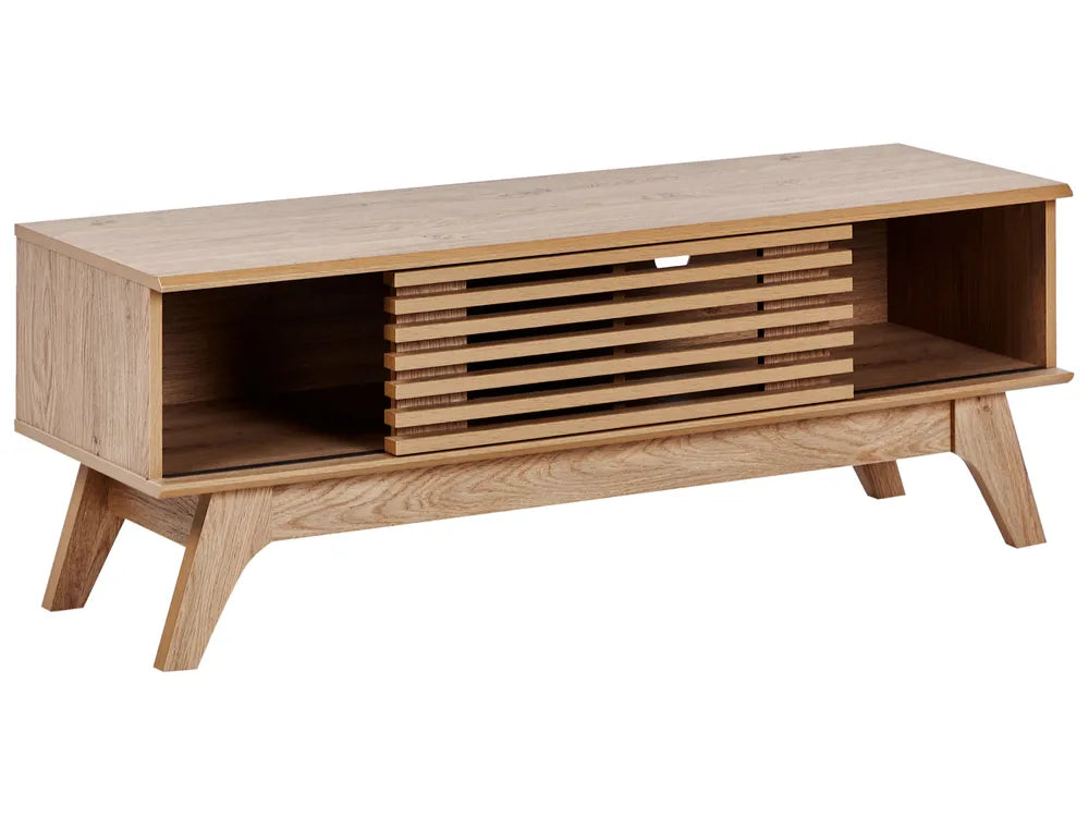 TV Stand TOLEDO Brown – 120 cm Retro Wooden TV Cabinet with Sliding Doors