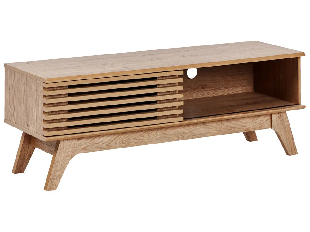 TV Stand TOLEDO Brown – 120 cm Retro Wooden TV Cabinet with Sliding Doors