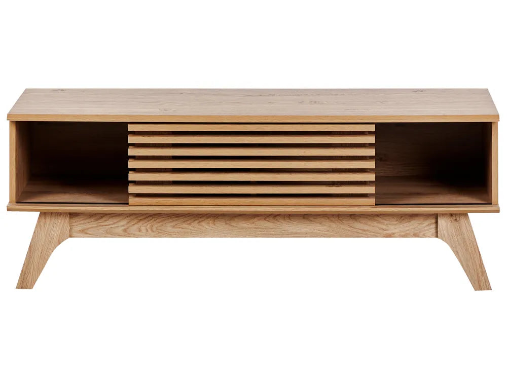 TV Stand TOLEDO Brown – 120 cm Retro Wooden TV Cabinet with Sliding Doors