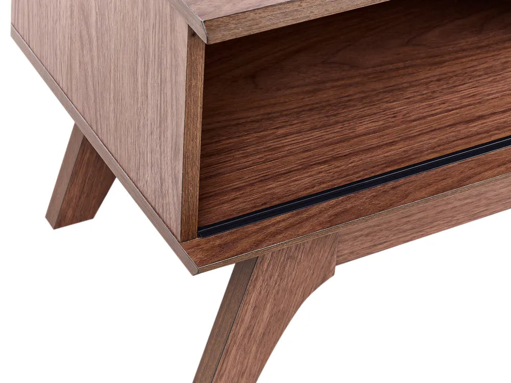 TV Stand TOLEDO Dark Brown – Retro Wooden TV Cabinet with Sliding Doors, Cable Management, Up to 80 kg Load