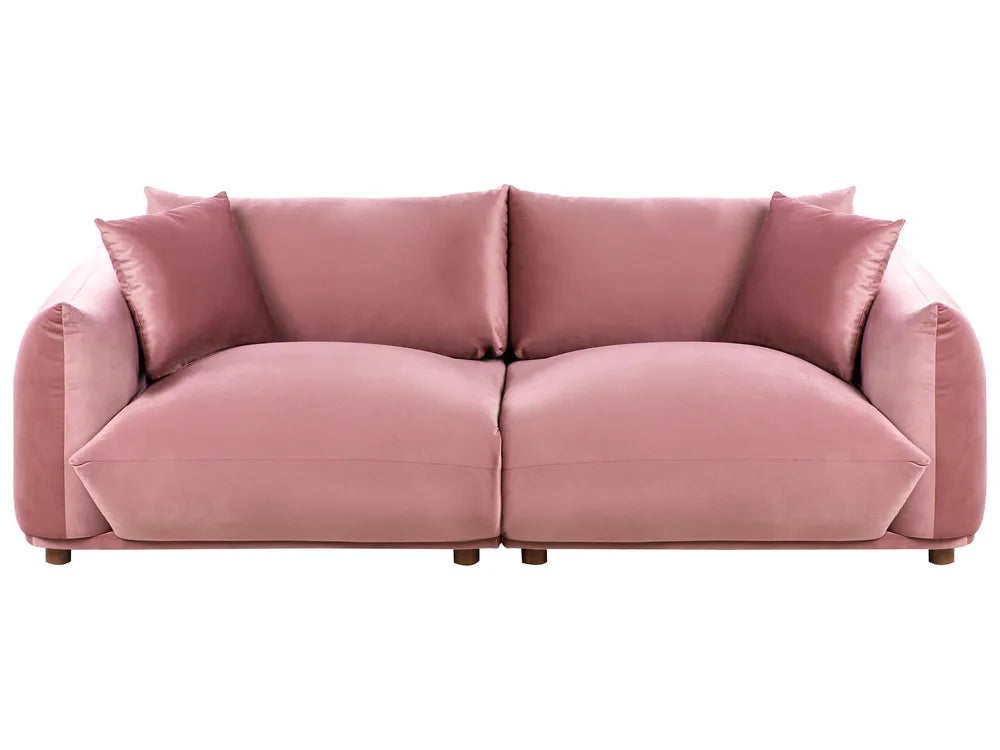 3 Seater Fabric Sofa LUVOS – Pink Upholstered Couch with Deep Seat, Removable Cushions