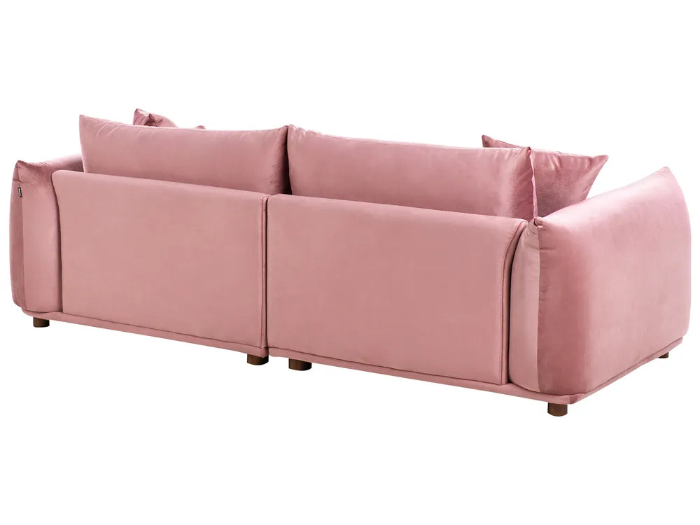 3 Seater Fabric Sofa LUVOS – Pink Upholstered Couch with Deep Seat, Removable Cushions