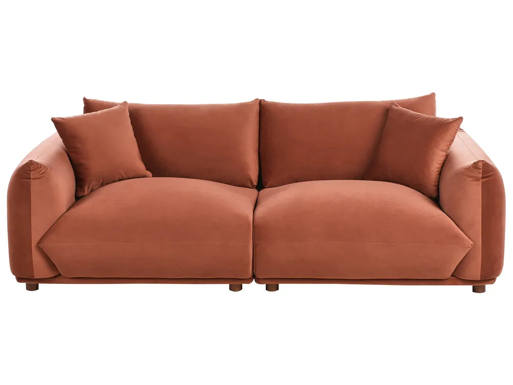3 Seater Fabric Sofa LUVOS – Gold Brown Upholstered Couch with Deep Seat, Removable Cushions
