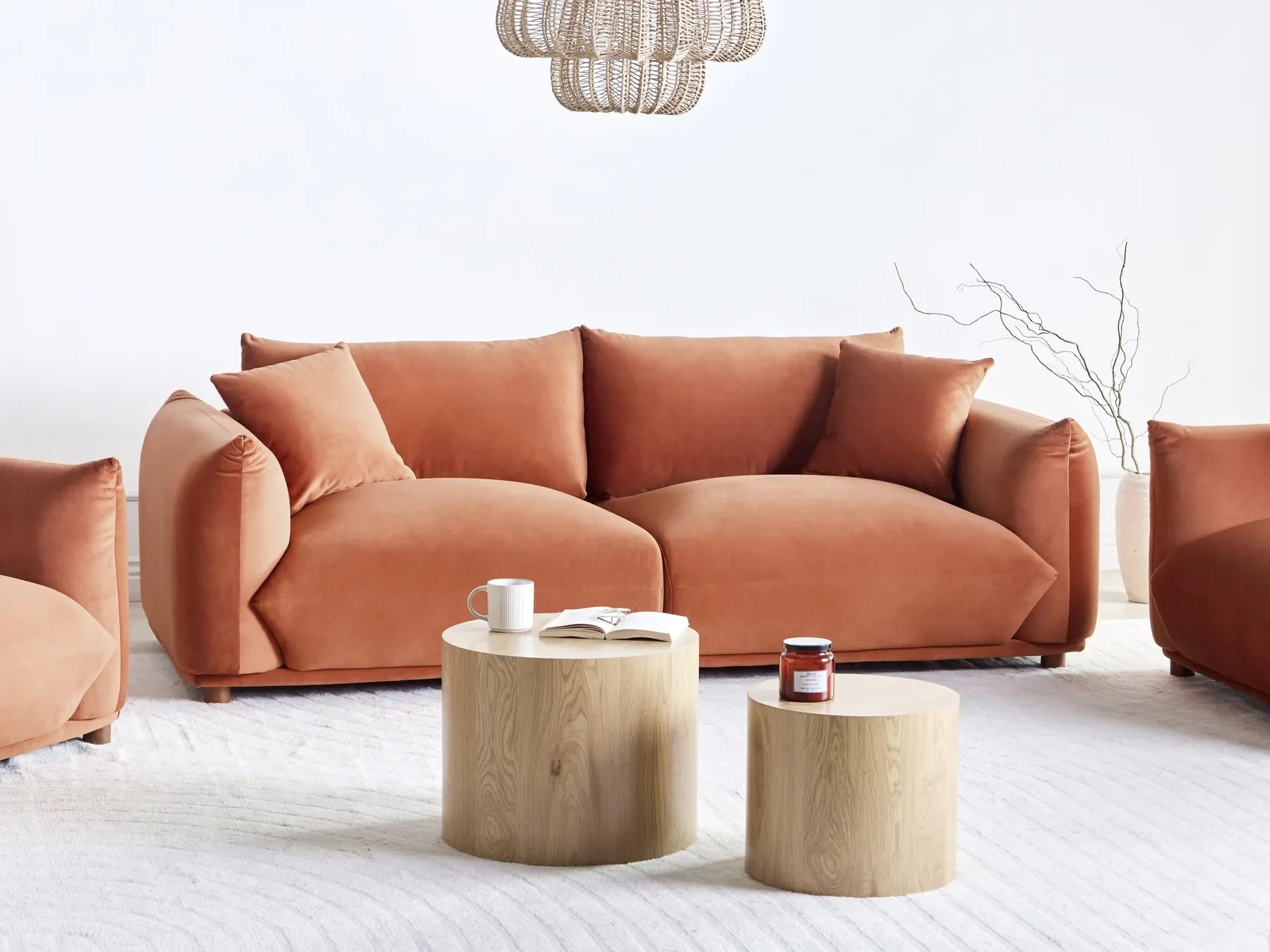 3 Seater Fabric Sofa LUVOS – Gold Brown Upholstered Couch with Deep Seat, Removable Cushions