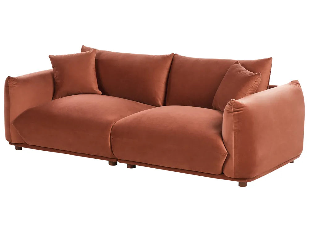 3 Seater Fabric Sofa LUVOS – Gold Brown Upholstered Couch with Deep Seat, Removable Cushions