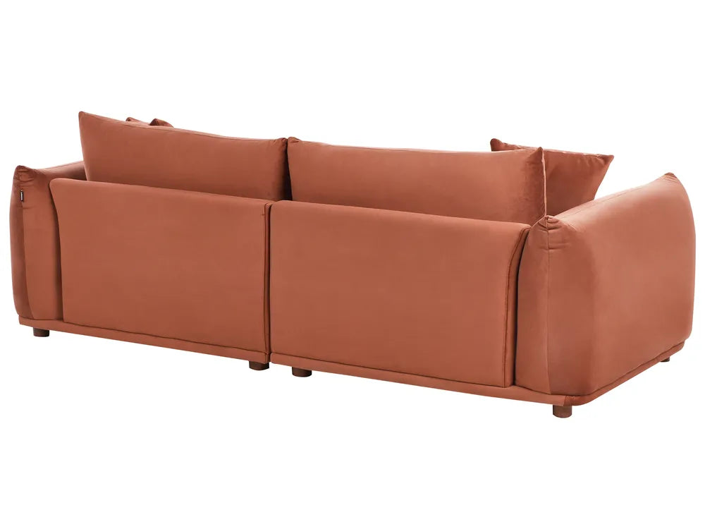 3 Seater Fabric Sofa LUVOS – Gold Brown Upholstered Couch with Deep Seat, Removable Cushions