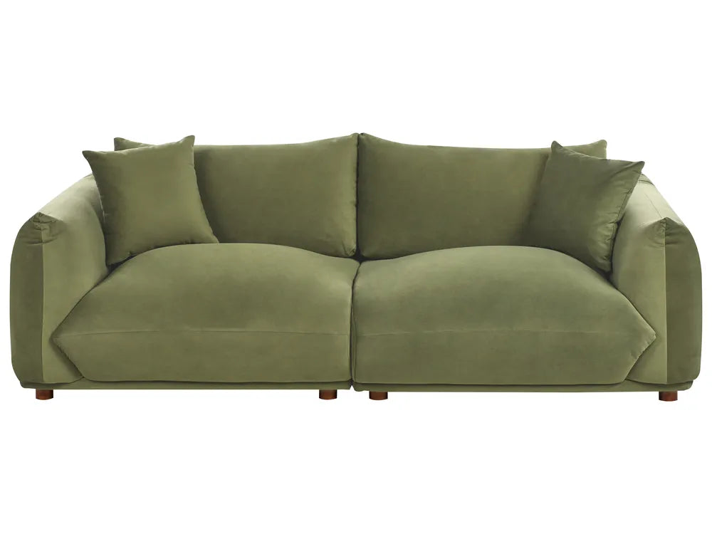 3 Seater Fabric Sofa LUVOS – Green Upholstered Couch with Deep Seat, Removable Cushions