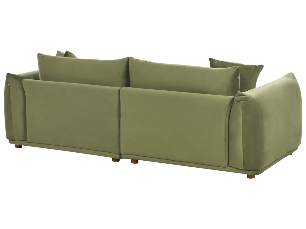 3 Seater Fabric Sofa LUVOS – Green Upholstered Couch with Deep Seat, Removable Cushions