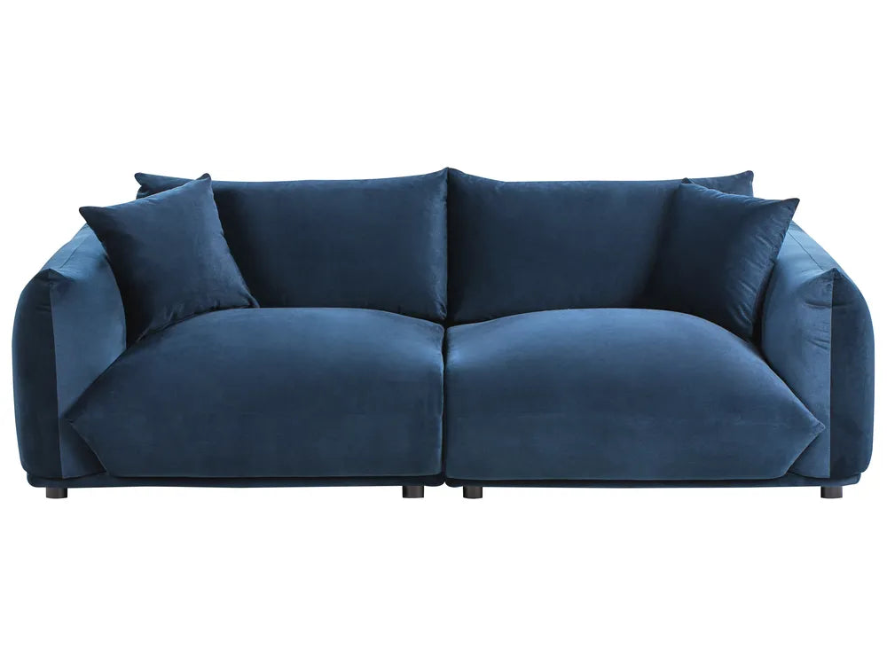 3 Seater Fabric Sofa LUVOS – Dark Blue Upholstered Couch with Deep Seat, Removable Cushions