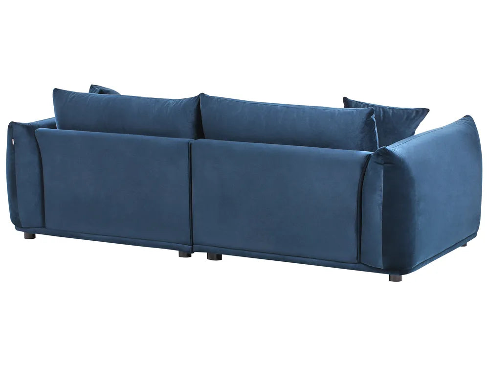 3 Seater Fabric Sofa LUVOS – Dark Blue Upholstered Couch with Deep Seat, Removable Cushions