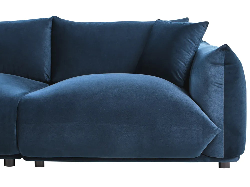 3 Seater Fabric Sofa LUVOS – Dark Blue Upholstered Couch with Deep Seat, Removable Cushions