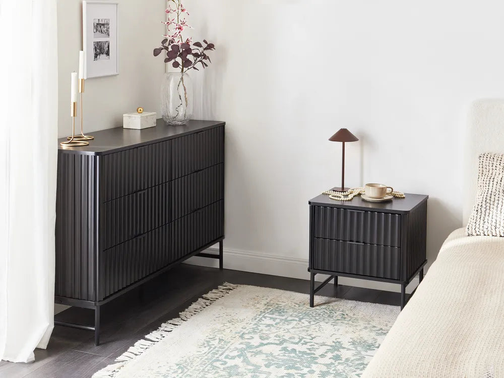 2 Drawer Bedside Table Glastonbury – Black