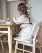 Set of 2 Dining Chairs ELAINE Bouclé Fabric Taupe – Dark Wood Frame