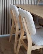 Set of 2 Dining Chairs ELAINE Bouclé Fabric Taupe – Dark Wood Frame