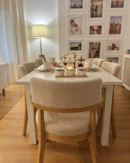 Set of 2 Dining Chairs DALBO Boucle Brown / Beige with Armrests