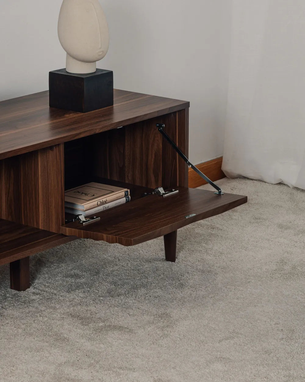 TV Stand KAYAN Dark Brown – Retro Wooden TV Cabinet for TVs up to 70", 160 cm  |  Lilas Living