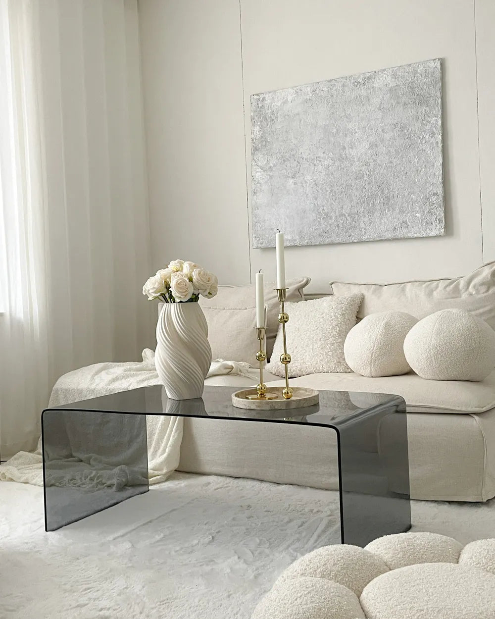 Minimalist Tempered Glass Coffee Table – Rectangular Black Glass Table for Living Room