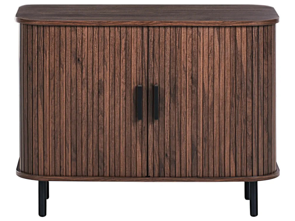 Retro Sliding Door Cabinet BRADLEY – Dark Brown Wooden Sideboard with Storage