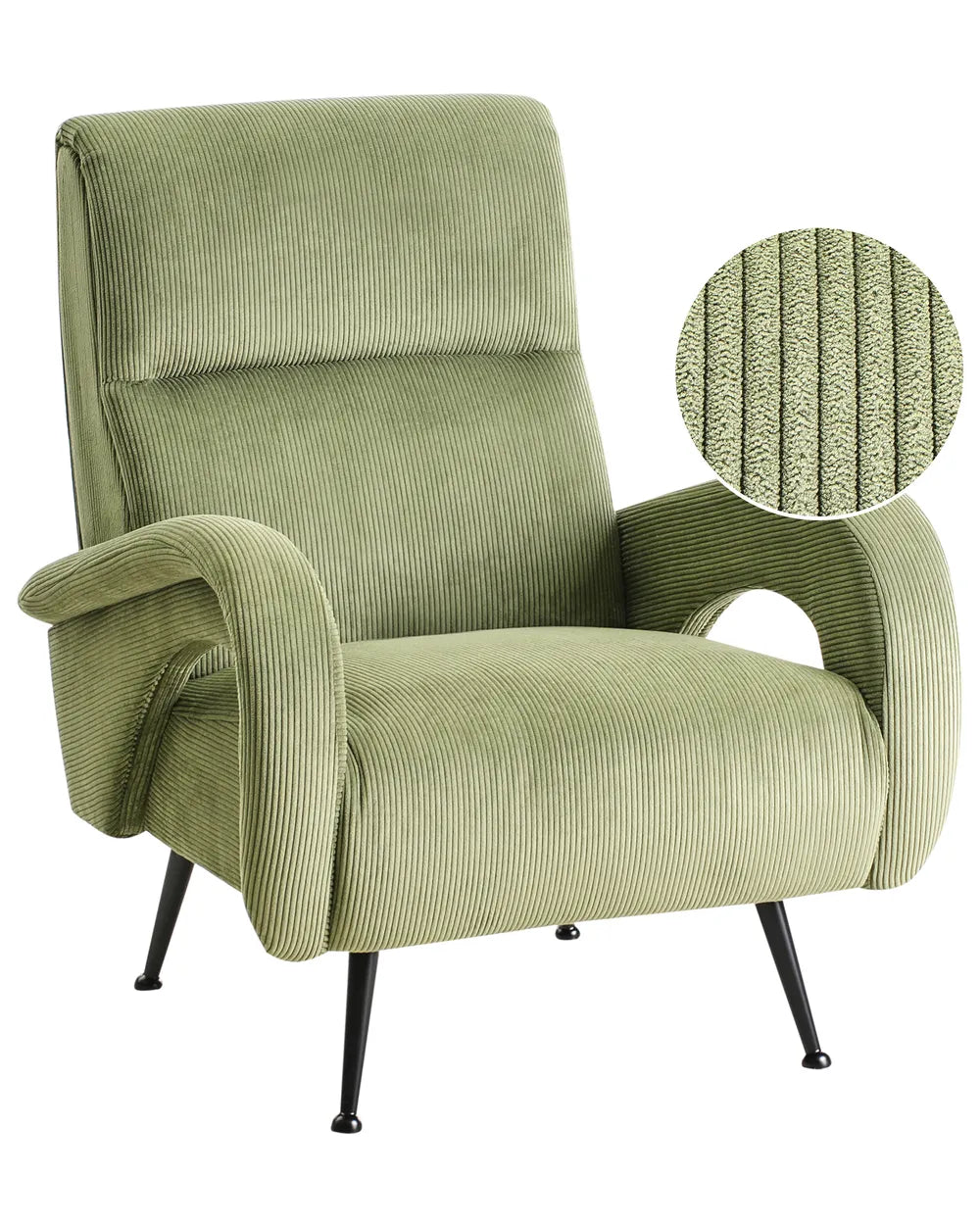 Armchair SVALOV Corduroy Green– Retro Style Upholstered Armchair with Thick Padding