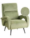 Armchair SVALOV Corduroy Green– Retro Style Upholstered Armchair with Thick Padding