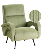 Armchair SVALOV Corduroy Green– Retro Style Upholstered Armchair with Thick Padding
