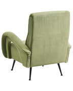 Armchair SVALOV Corduroy Green– Retro Style Upholstered Armchair with Thick Padding