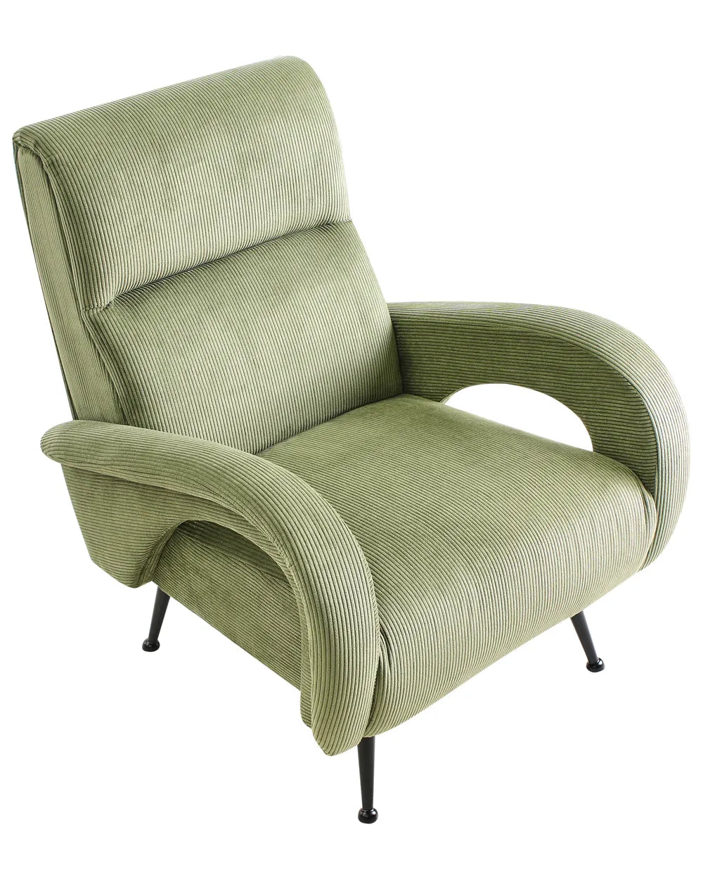 Armchair SVALOV Corduroy Green– Retro Style Upholstered Armchair with Thick Padding