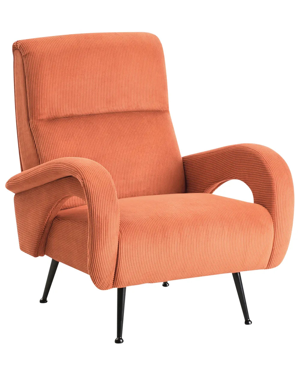 Armchair SVALOV Corduroy Orange – Retro Style Upholstered Armchair with Thick Padding