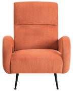 Armchair SVALOV Corduroy Orange – Retro Style Upholstered Armchair with Thick Padding