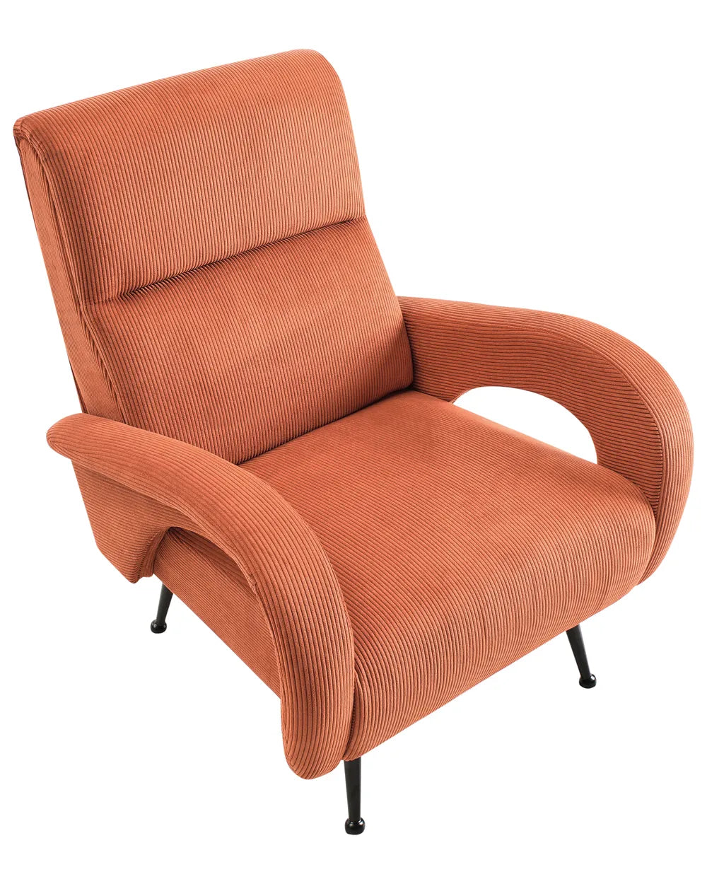 Armchair SVALOV Corduroy Orange – Retro Style Upholstered Armchair with Thick Padding