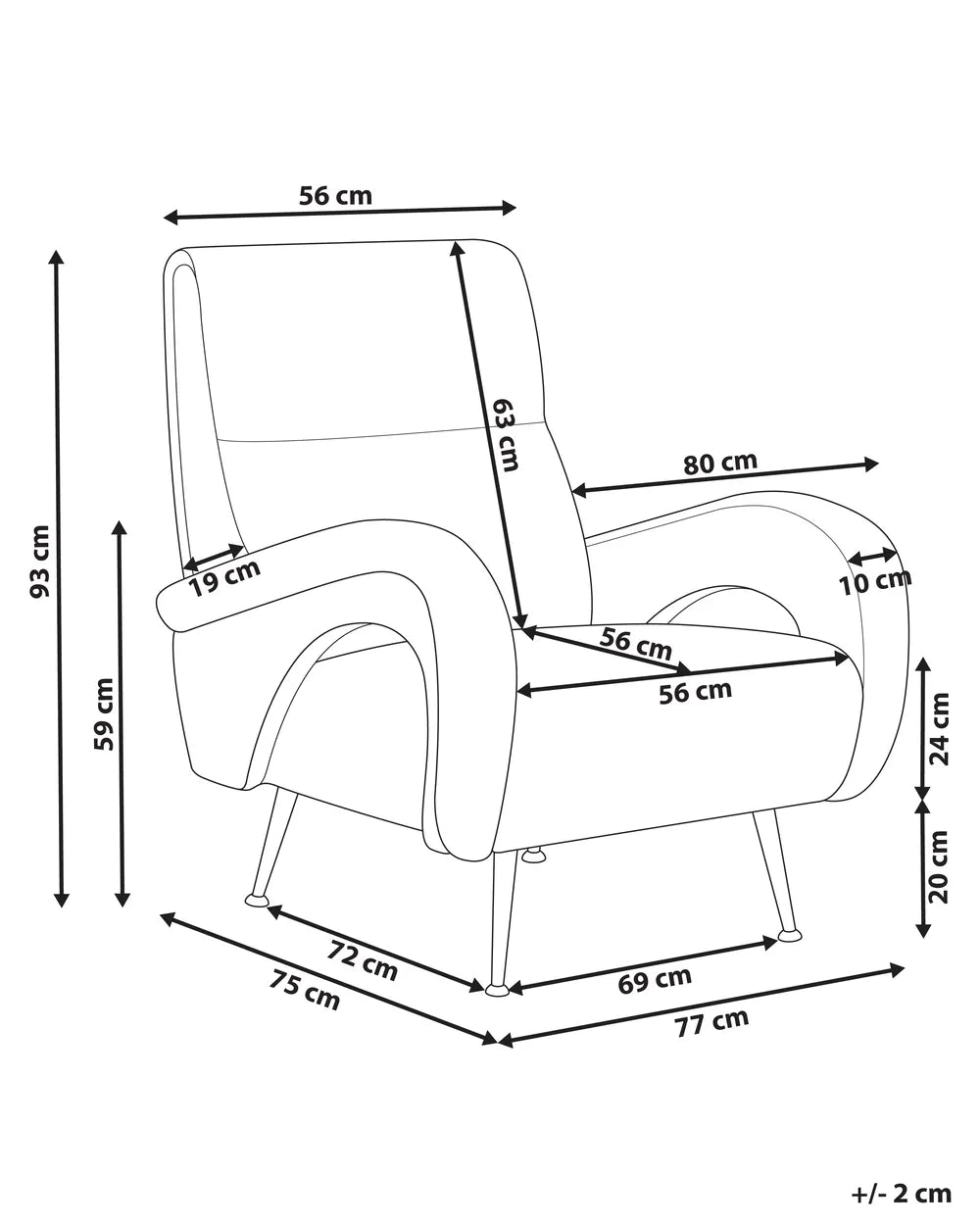 Armchair SVALOV Corduroy Orange – Retro Style Upholstered Armchair with Thick Padding