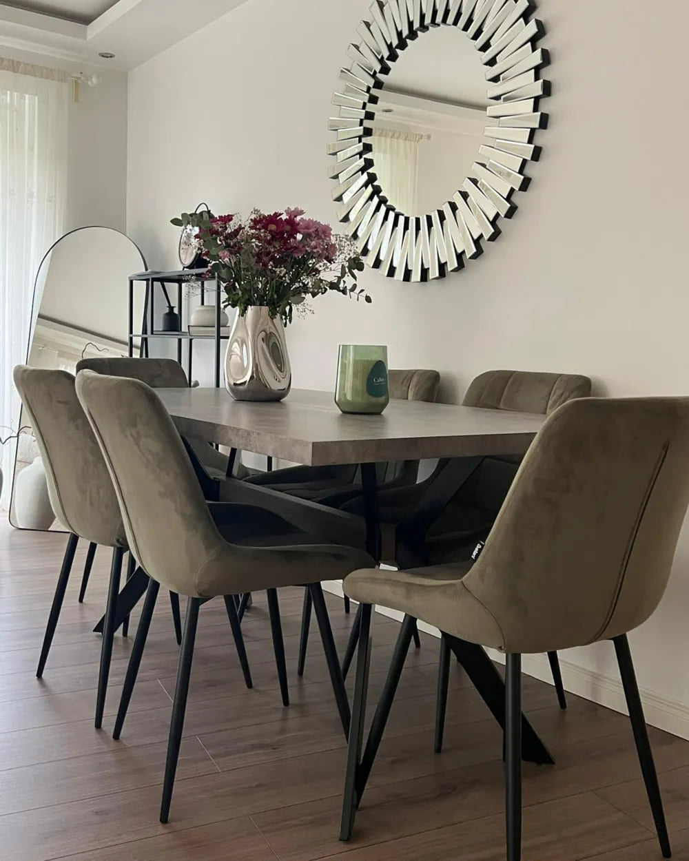 Dining Table BENSON Grey Concrete Effect 160 cm 90 cm