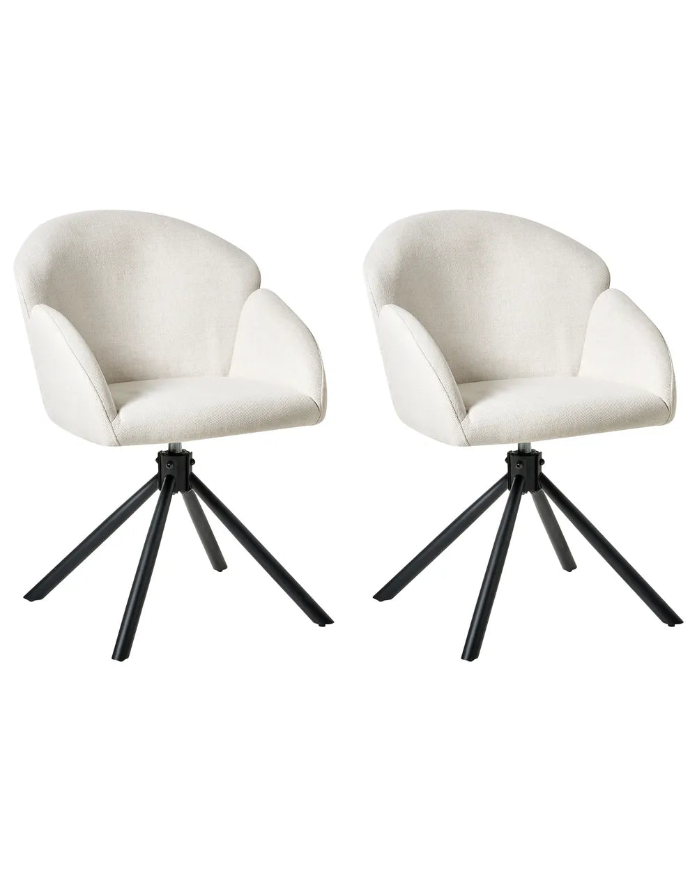 Set of 2 Swivel Dining Chairs MAYBEE Fabric Off-White