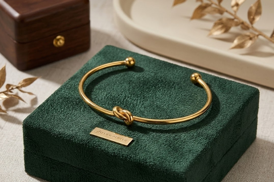 Minimalist Minimalist Knot Open Cuff Bracelet – Adjustable Gold Bangle for Women – Elegant Everyday Jewelry for Women